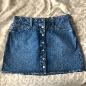NWT Madewell Denim A-Line Snap Mini Skirt